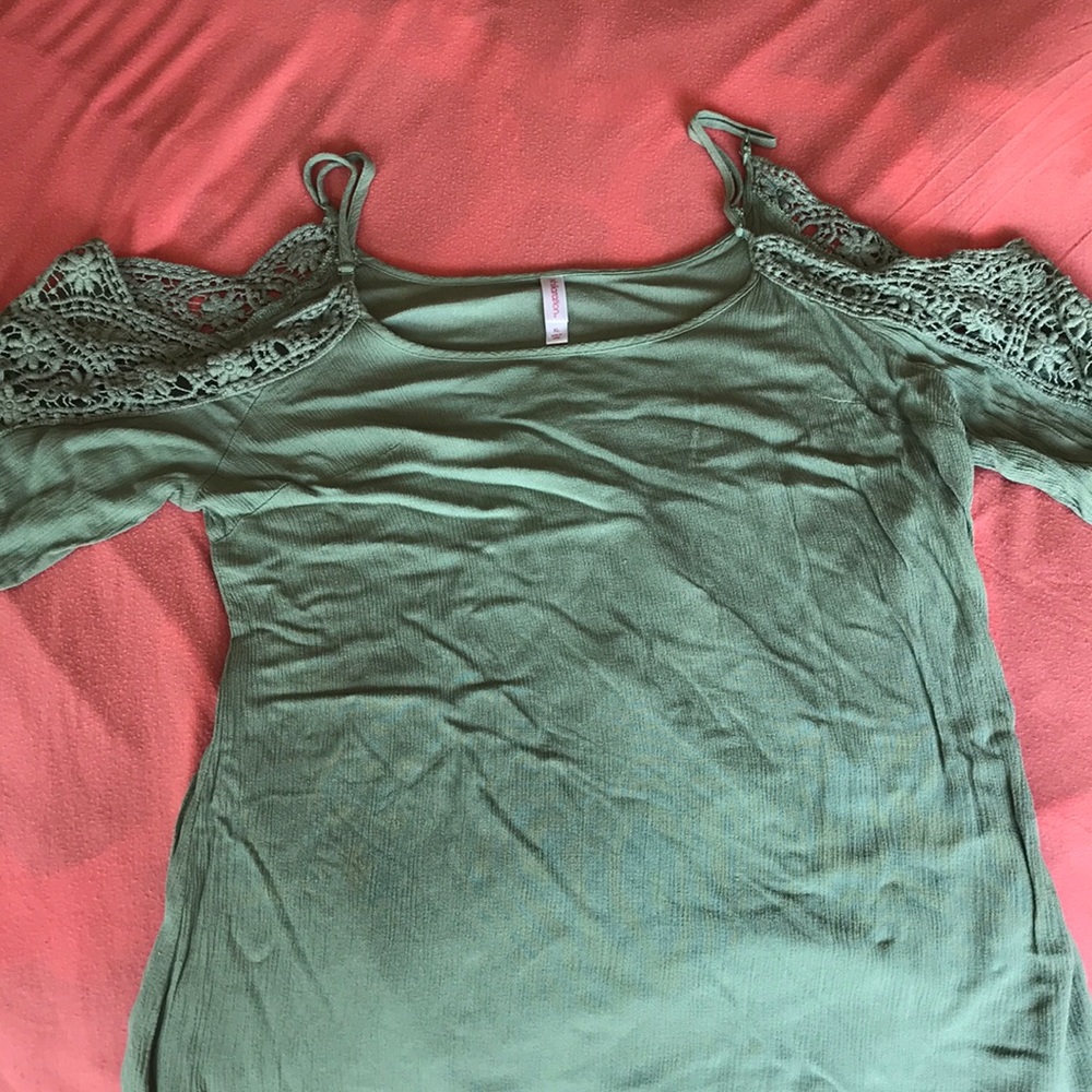 Green cold shoulder blouse